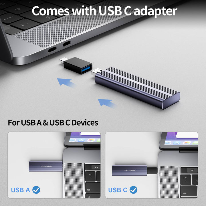 ACASIS M.2 NVME SATA SSD Enclosure USB 3.2 Gen2 10Gbps SSD Enclosure