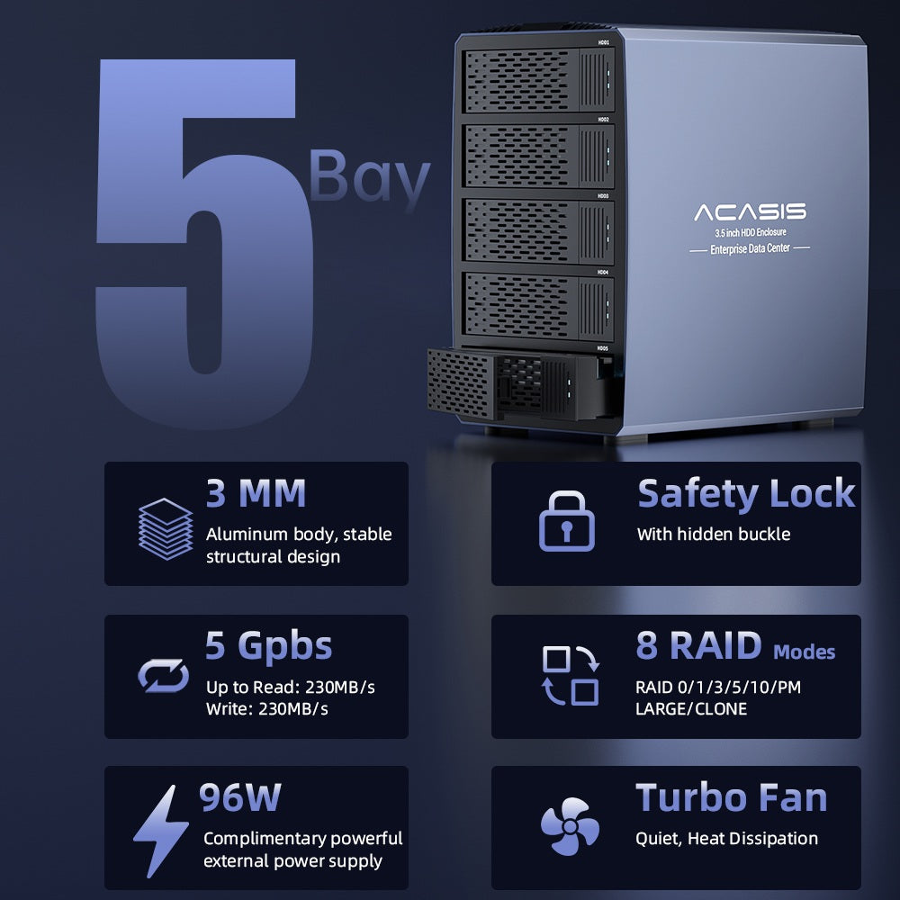 Acasis Bay External Array Inch USB to SATA HDD RAID Case