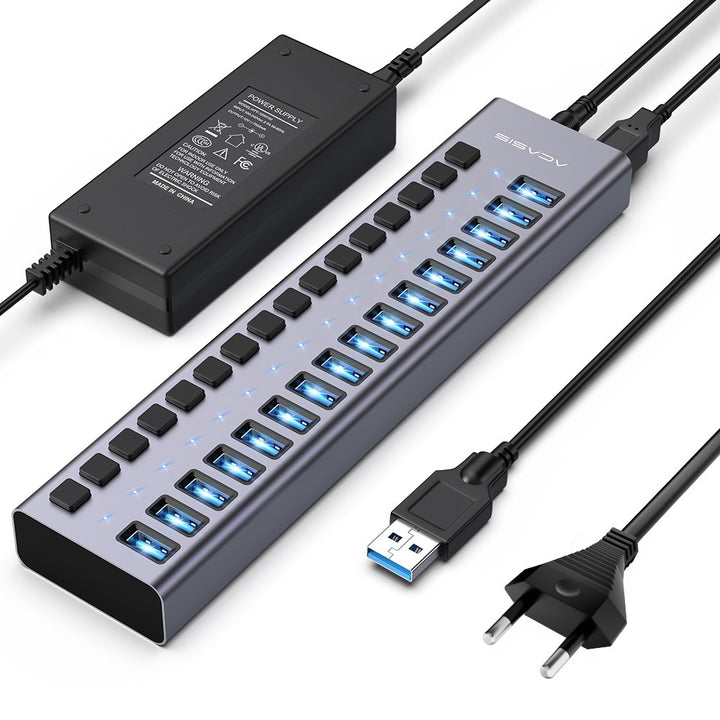 ACASIS Multi USB 3.0 Hub 16 ports High Speed With Individual On/Off Switches Splitter EU PLUG