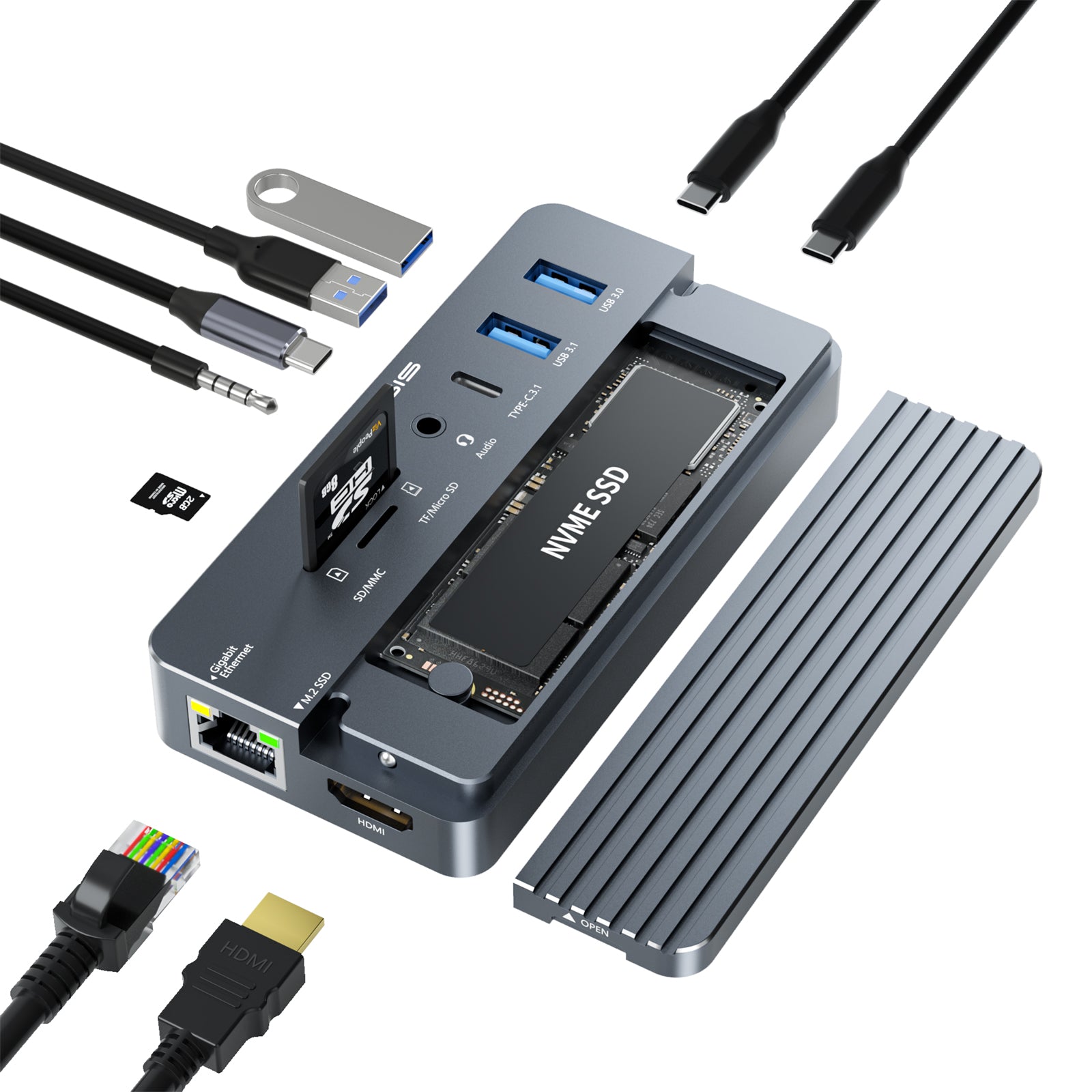 Swappable High-Speed SSD Storage & Multi-in-1 Hub Docking Station