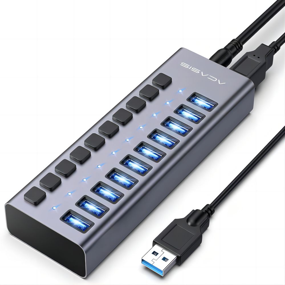 Acasis Multi USB 3.0 Hub 10 ports High Speed With ON OFF Switch Adapte