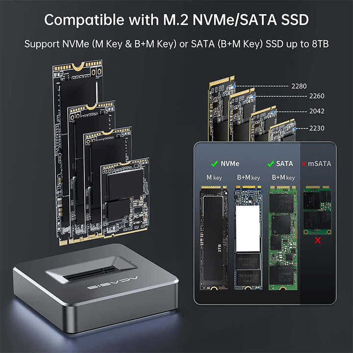 ACASIS 10Gbps High-Speed NVMe SATA SSD Enclosure