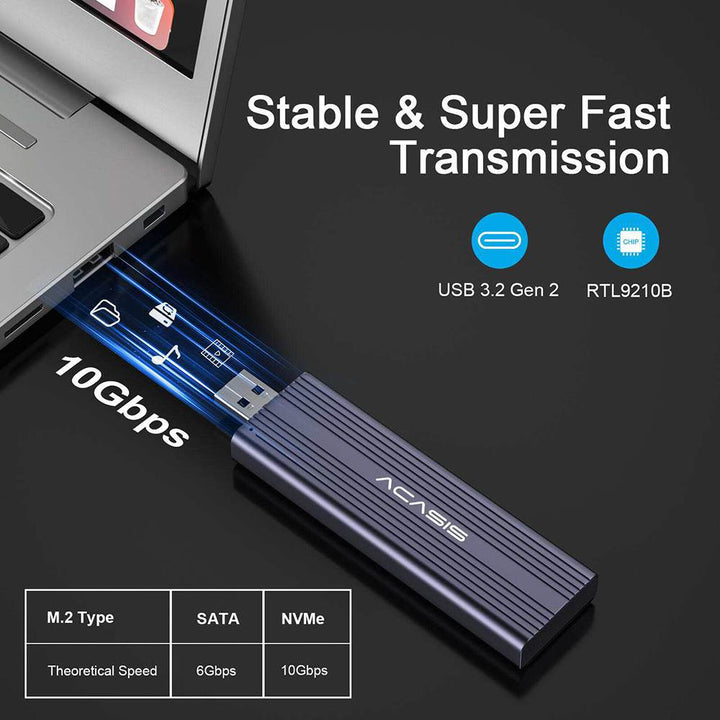 ACASIS M.2 NVME SATA SSD Enclosure USB 3.2 Gen2 10Gbps SSD Enclosure