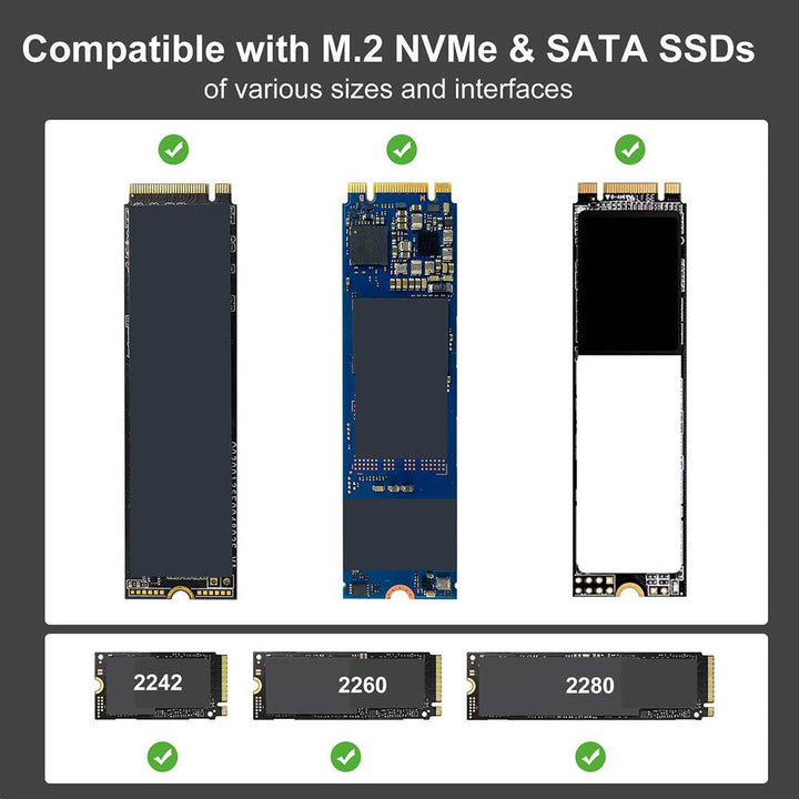 ACASIS M.2 NVME SATA SSD Enclosure USB 3.2 Gen2 10Gbps SSD Enclosure