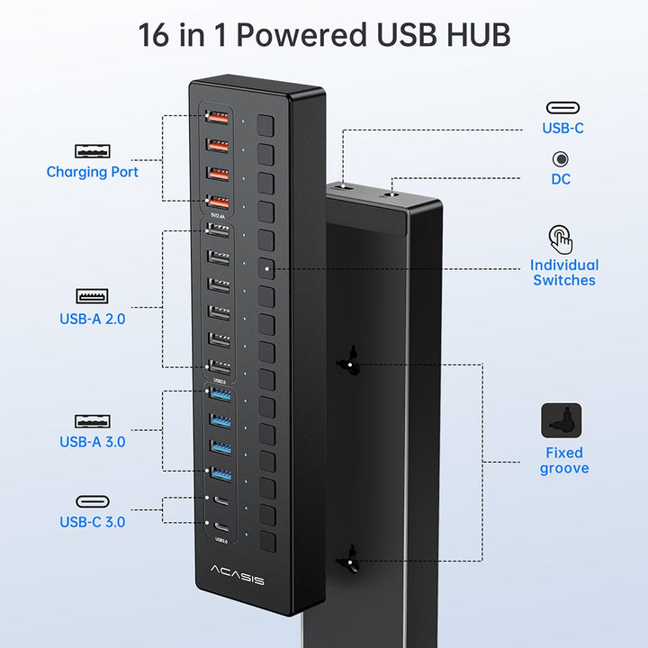 ACASIS 16 Port USB-C Hub Splitter Powered Switch