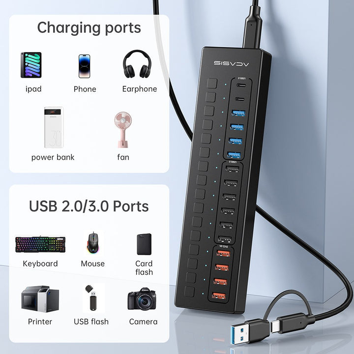 Acasis Hub USB 3.0 Adaptateur Secteur Externe 16 Highspeed Port USB Hub  Splitter Interrupteur On / Off With12V6A Cordon Dalimentation Pour PC  Portable MacBook Du 47,42 €