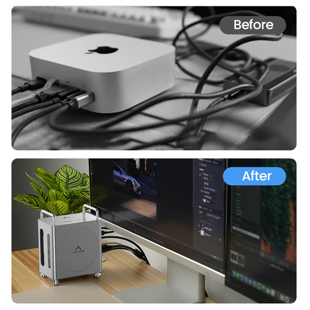 ACASIS Mac Mini M4 Dock – Dubbele NVMe SSD-behuizing Met HDMI, 4K60, 30W PD En 4x USB-A 10Gbps
