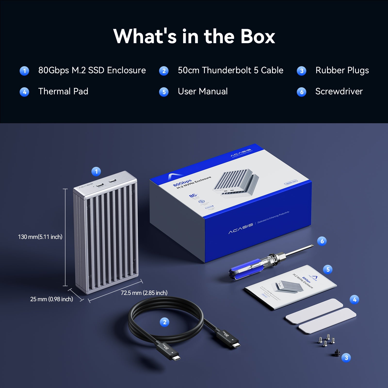 ACASIS 80Gbps M.2 NVMe SSD Enclosure with Fanless Cooling