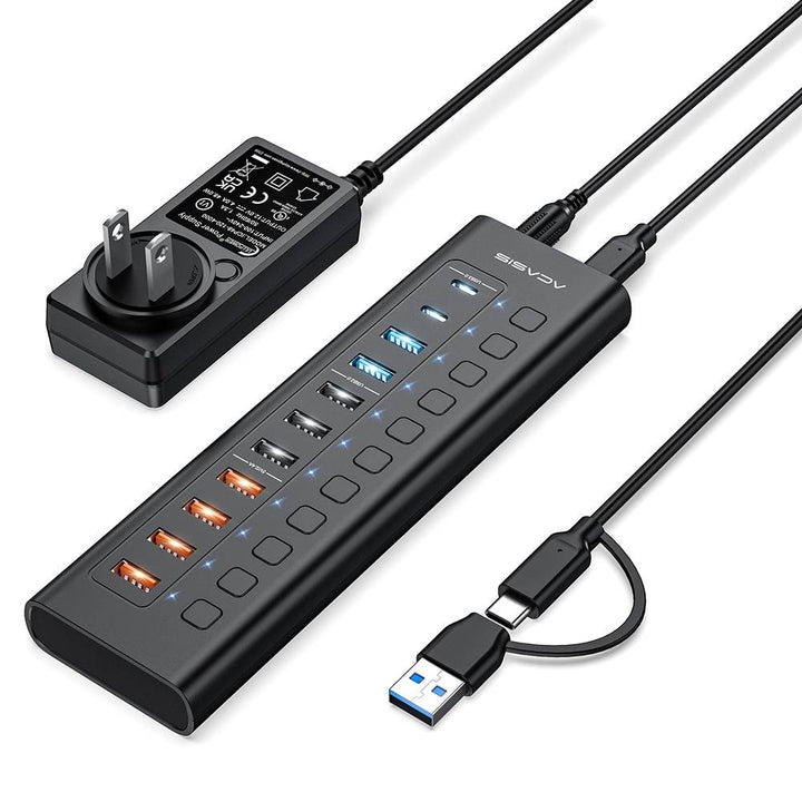 ACASIS 11 Port Hub Splitter (4 USB 3.0+3 USB 2.0+4 Smart Charging) with Individual LED On/Off Switches