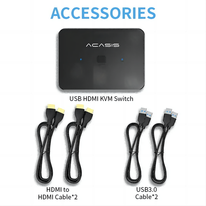 ACASIS KVM switch, HDMI 2.0 Screen Cutter, Two Computers Share Monitor, Keyboard And Mouse,QH001