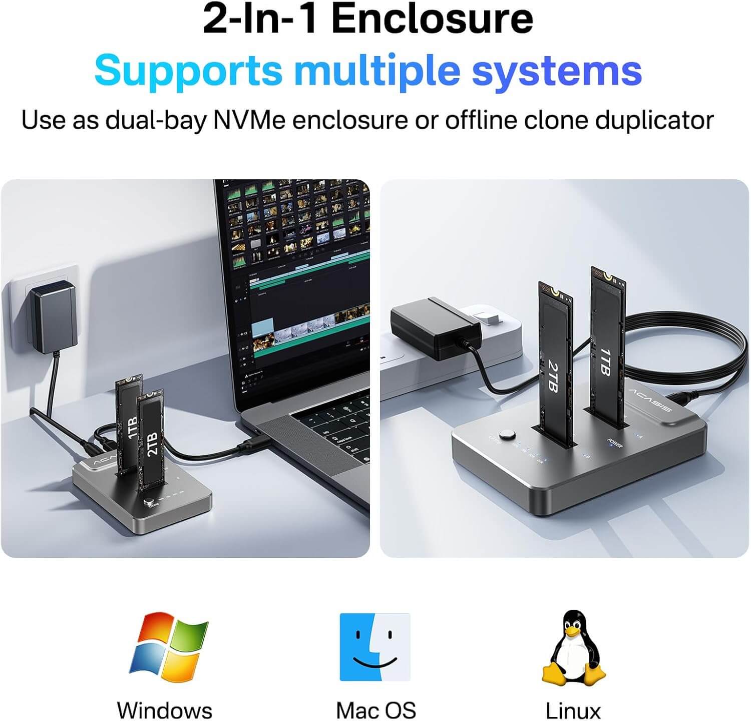Acasis Driver ACASIS 2/4 Bay M.2 NVMe SSD Cloner Dock with Offline Clone