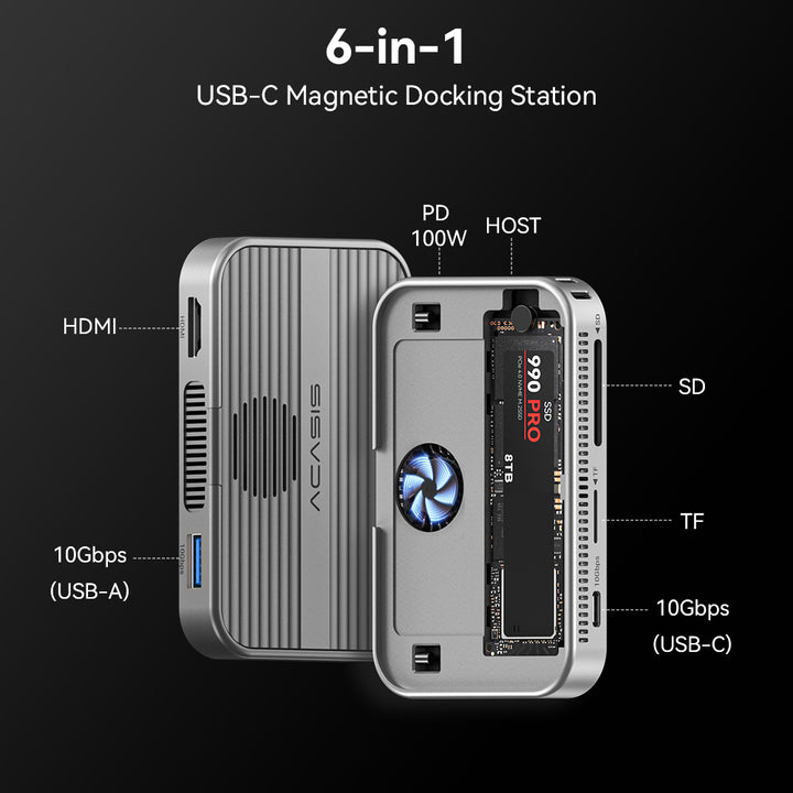 ACASIS 10Gbps Magnetic Docking Station & SSD Enclosure for iPhone 16/15