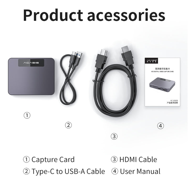 ACASIS HDMI Type-C Video External Capture Card 4K HD Video Recorder For iPad Laptop PC Phone
