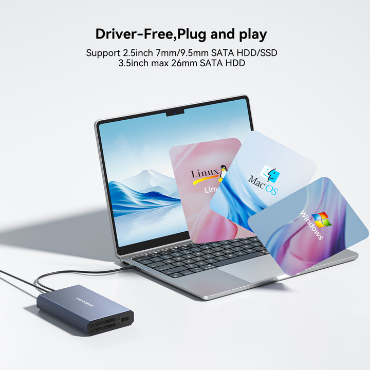 Acasis 10Gbps USB 3.2 Gen 2 SATA Hard Drive Enclosure for 3.5 & 2.5 In