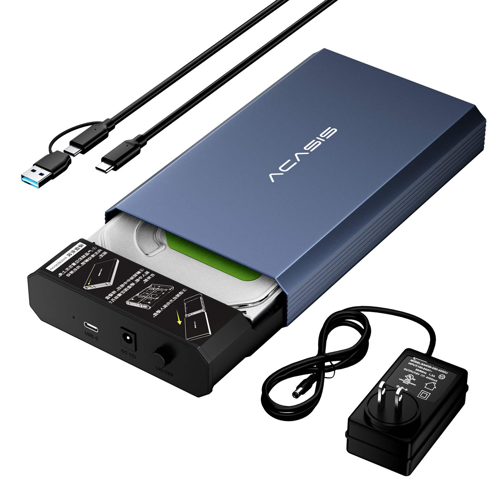 Docking Station ACAGALA Per Dischi Rigidi: 3 Slot USB 3.0, Compatibile Con HDD 2.5 E 3.5 Pollici IDE E SATA + Lettore Di Schede 6 In 1