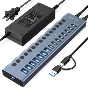 Acasis 16-Port 10Gbps USB 3.2 Hub Powered, 8 USB-A & 8 USB-C Ports