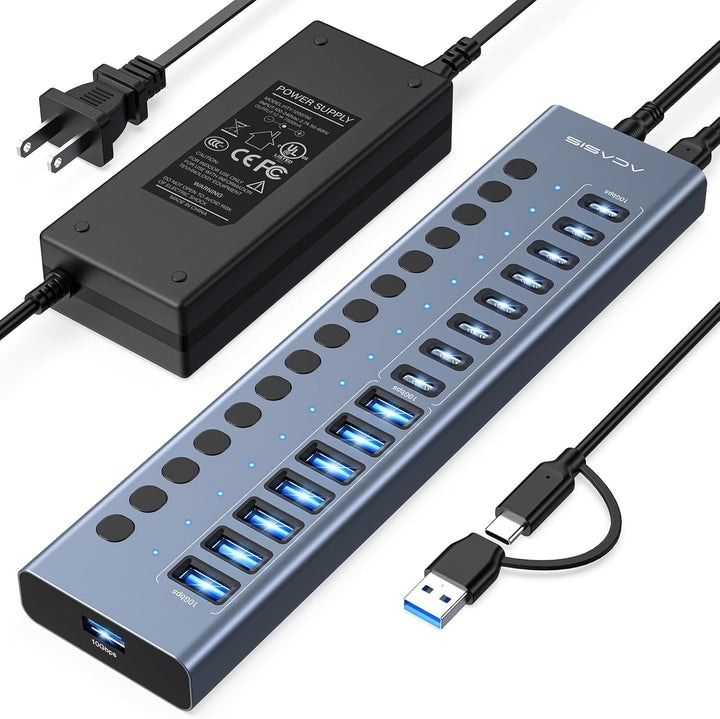 Acasis 16 Port 10Gbps USB 3.2 Hub Powered, 8 USB-A & 8 USB-C Ports