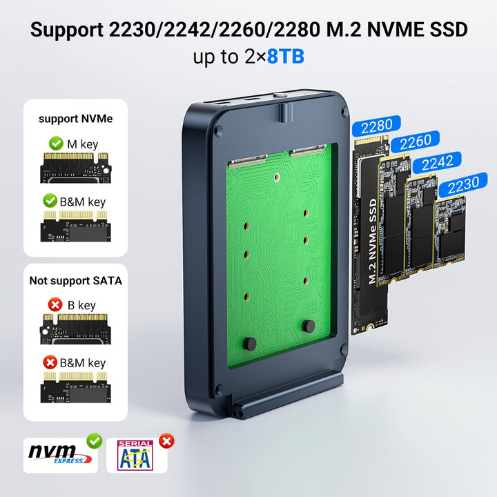 Acasis 40Gbps Thunderbolt 3 M.2 NVMe 2 Bay RAID SSD Enclosure
