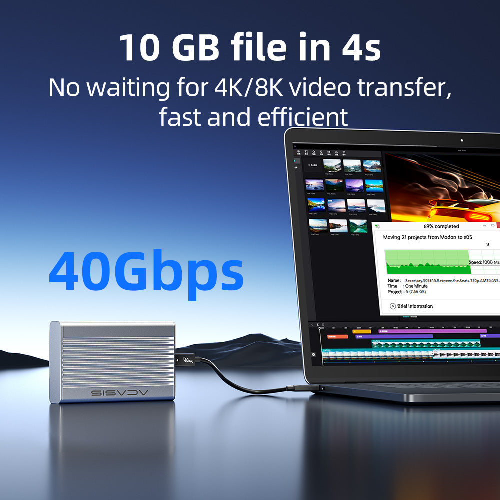 Acasis 40Gbps USB4 M.2 NVMe Enclosure with Aluminum Fin Cooling