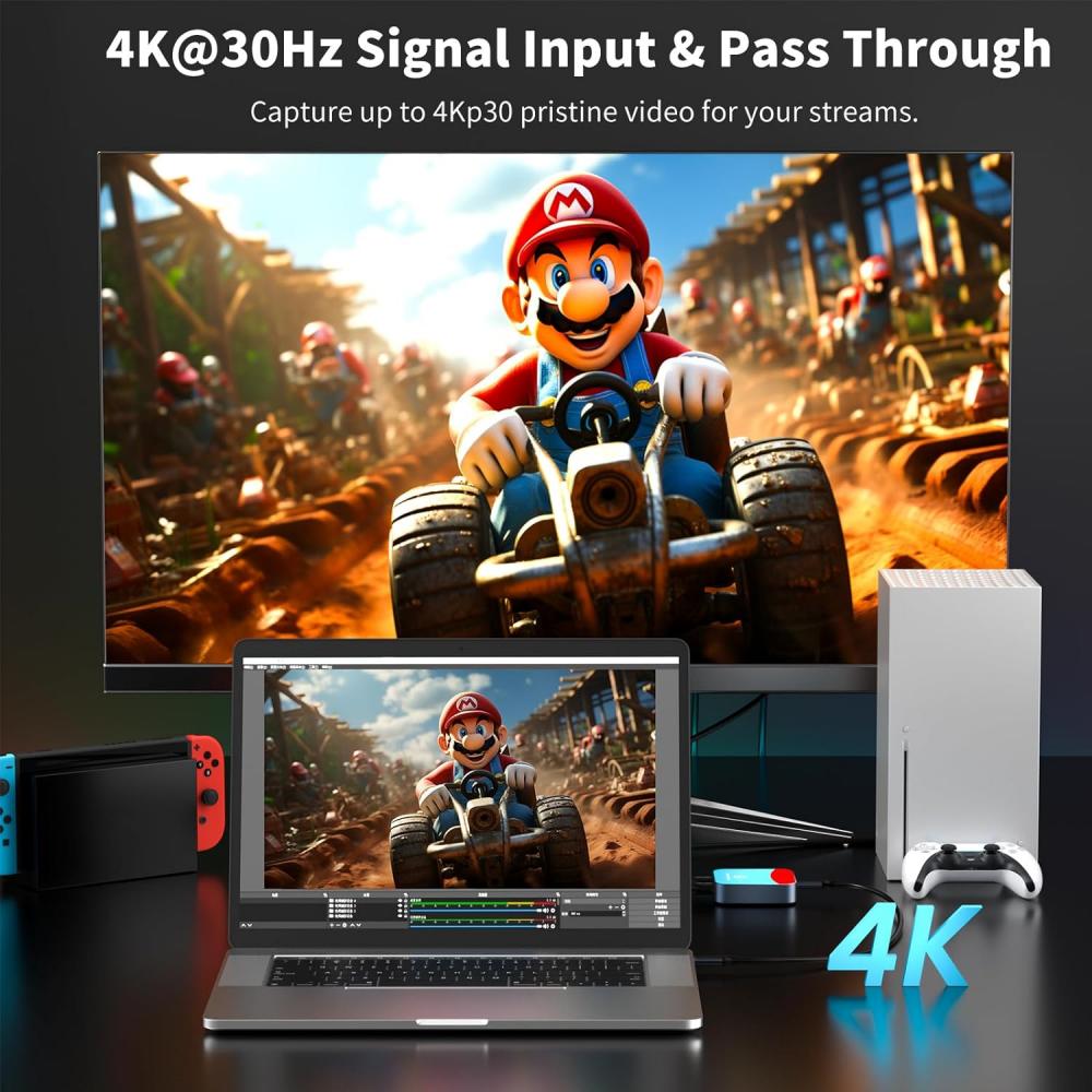 Acasis 4K 30Hz HDMI HD Input/Loopout Video Capture Card 1080P 60FPS