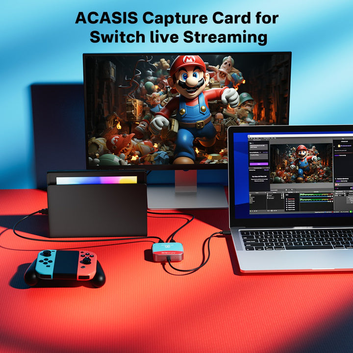 ACASIS HDMI HD Video Capture Card 4K 30P In/Out 1080P 60fps For Game/Video Live Stream, Nintendo Switch