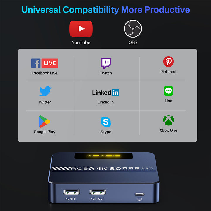 Acasis 4K60 HDR10 USB C Professional Camera Video Capture Card