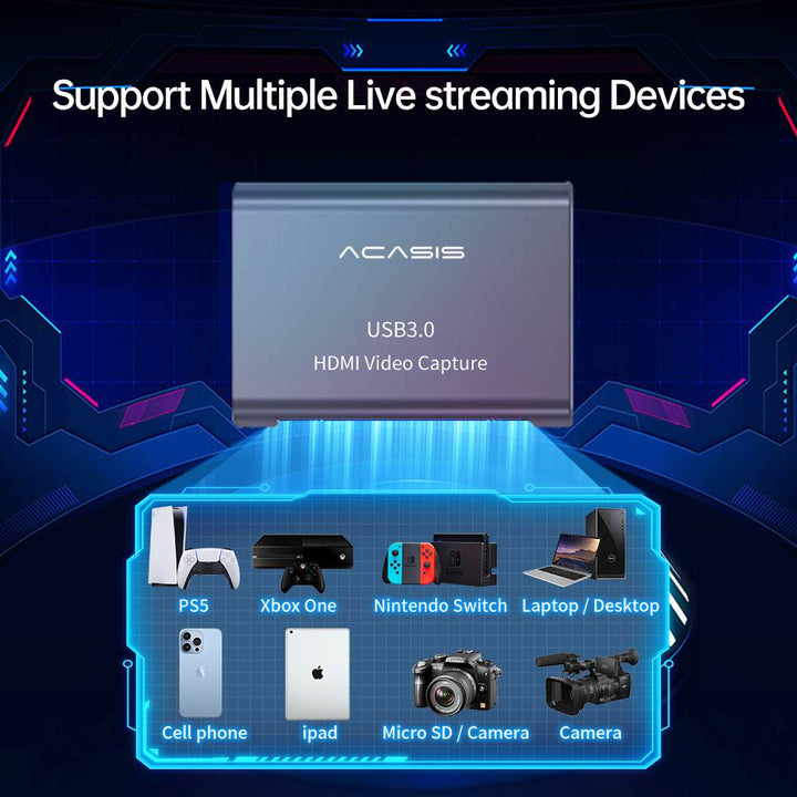 ACASIS 4K HDMI Video Capture Card for Game Recording Live Streaming