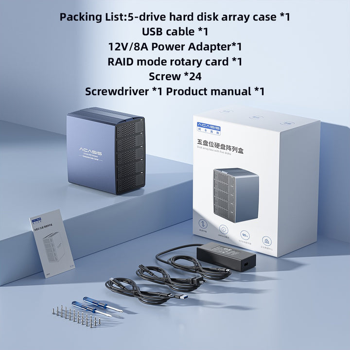 Acasis 5 Bay External Array 2.5/3.5 Inch USB to SATA HDD RAID Case