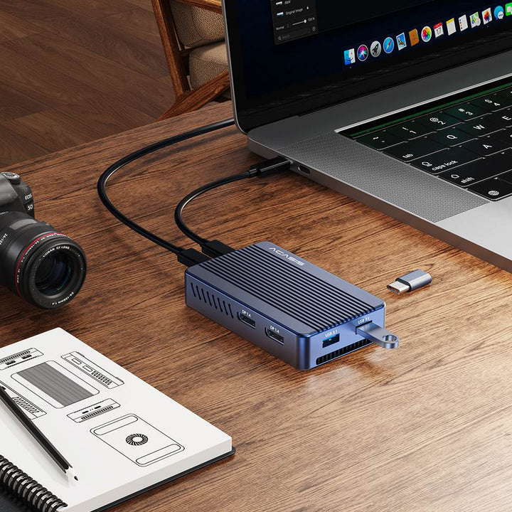 Acasis 6-in-1 40Gbps M.2 NVME SSD Enclosure & Docking Station DP 8K60Hz Compatible with Thunderbolt 3/4 TBU405Plus