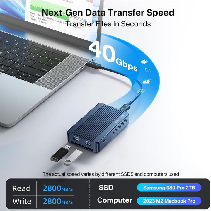 Acasis 6-in-1 40Gbps M.2 NVME SSD Enclosure & Docking Station DP 8K60Hz Compatible with Thunderbolt 3/4 TBU405Plus