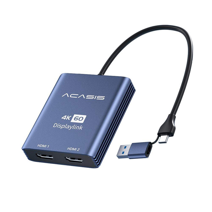  Acasis Dual HDMI Adapter for Apple M1 M2 Chip, 4K 60Hz Dual Display Adapter for MacOS, Windows,SW-2202
