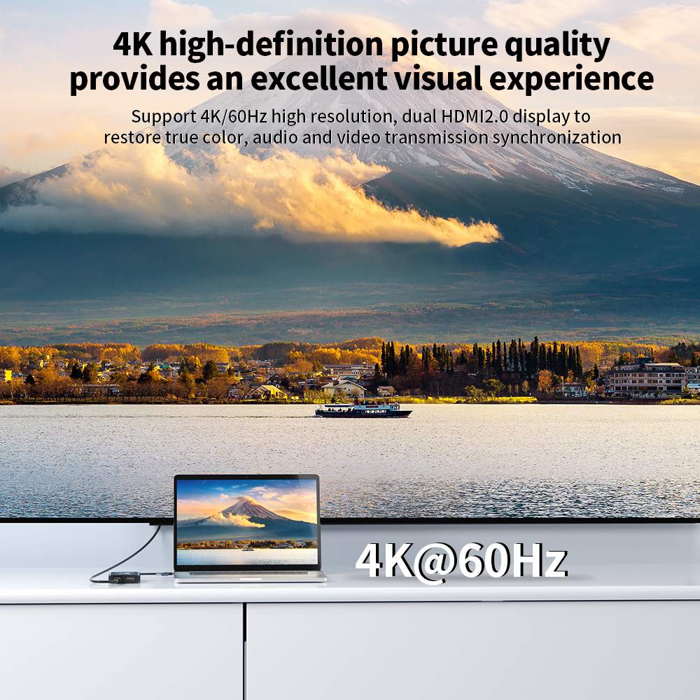 Produktbild von Acasis USB C To Dual HDMI DisplayLink Adapter, 4K @ 60Hz, 2 HDMI