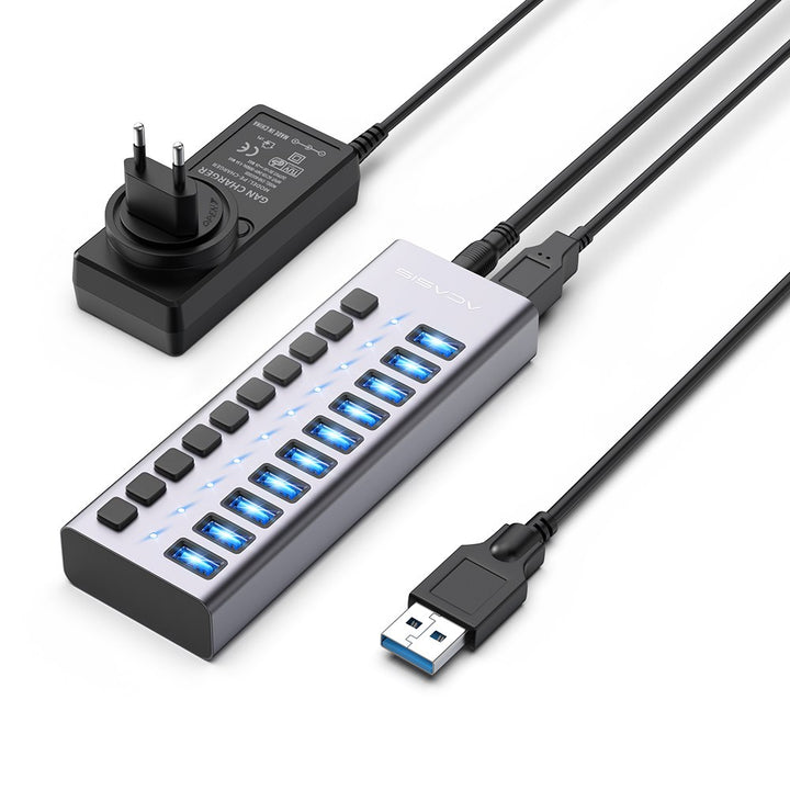 ACASIS Multi USB 3.0 Hub 10 ports High Speed With ON OFF Switch Adapter Splitter EU PLUG