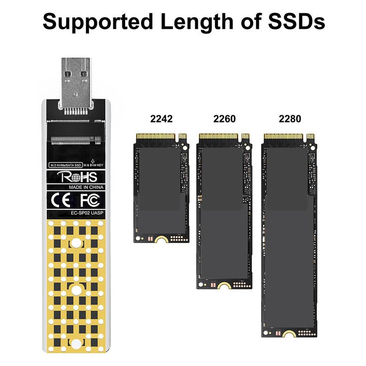 ACASIS NVME/SATA M.2 to USB 3.1 Gen 2 SSD Reader for M Key & B+M Key, AC-SP02