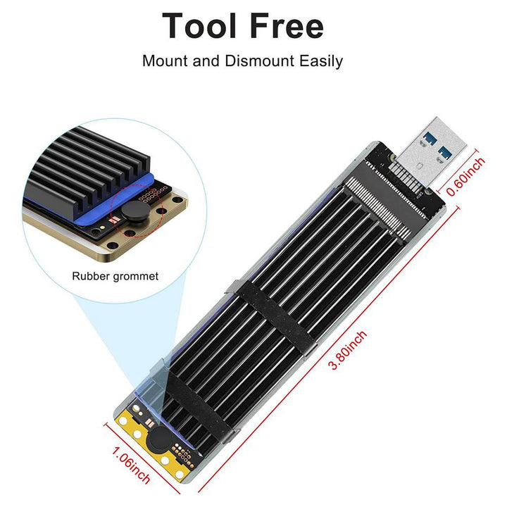 ACASIS NVME/SATA M.2 to USB 3.1 Gen 2 SSD Reader for M Key & B+M Key, AC-SP02