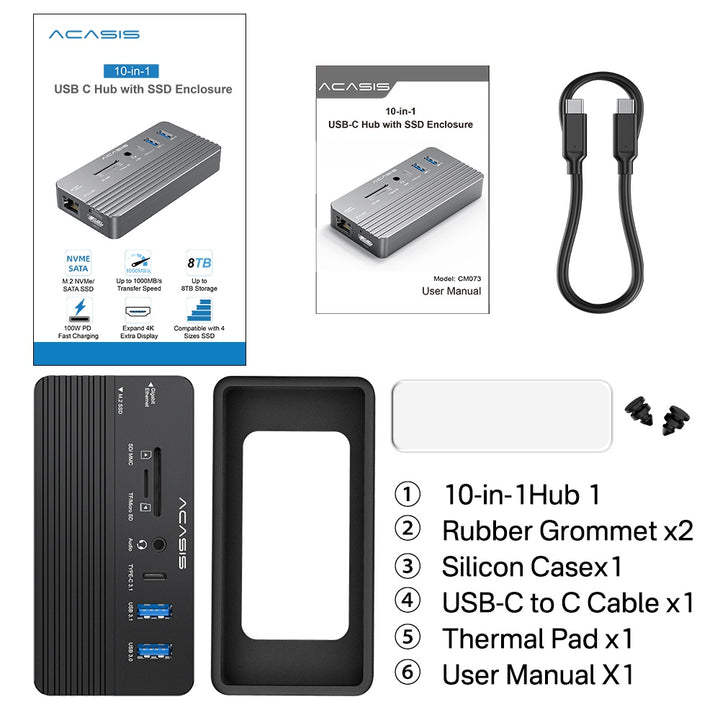 ACASIS Swappable High-Speed SSD Storage & 10-In-1 Hub, Docking Station, NVMe SSD Enclosure