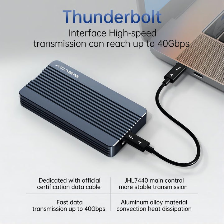 Acasis Thunderbolt 3 NVME M.2 SSD Enclosure, Lightweight Aluminum, 8TB Capacity, Plug & Play for Laptops