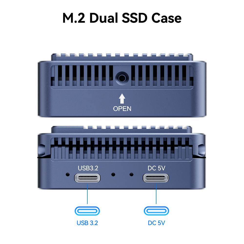 Acasis USB 3.2 20Gbps Dual Disk M.2 NVMe Hard Disk Array Case