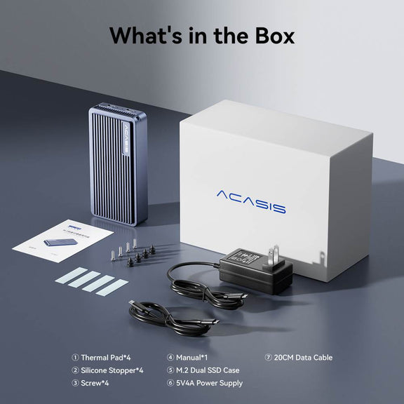 Acasis Driver Acasis USB 3.2 20Gbps Dual Disk M.2 NVMe Hard Disk Array Case