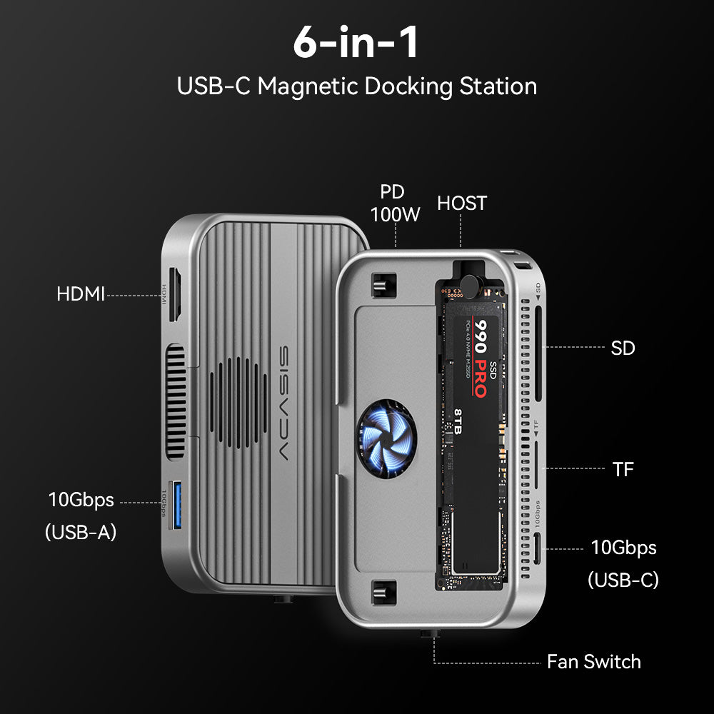 Acasis 10Gbps Magnetic Docking Station & SSD Enclosure for iPhone 17/1