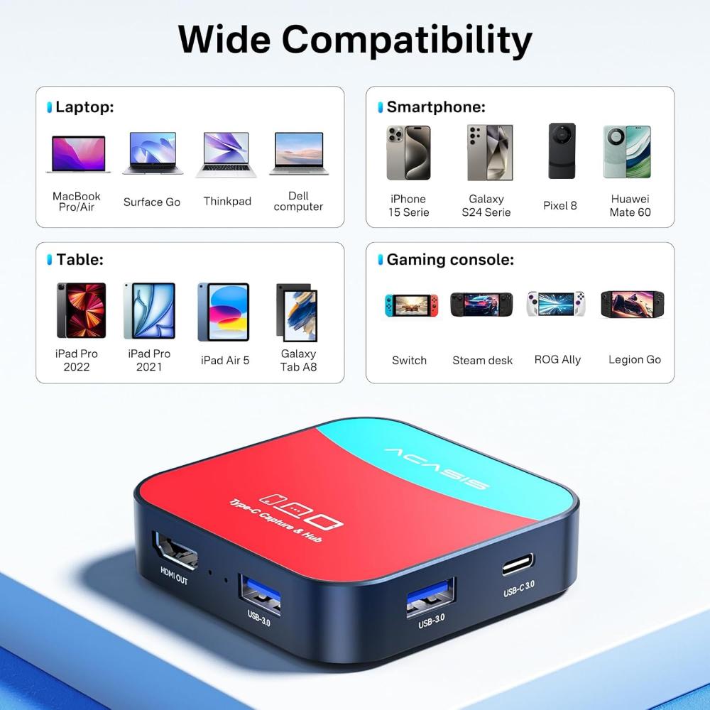 Acasis Driver Acasis 2-in-1 1080P60 Capture Card and Dock for Nintendo Switch