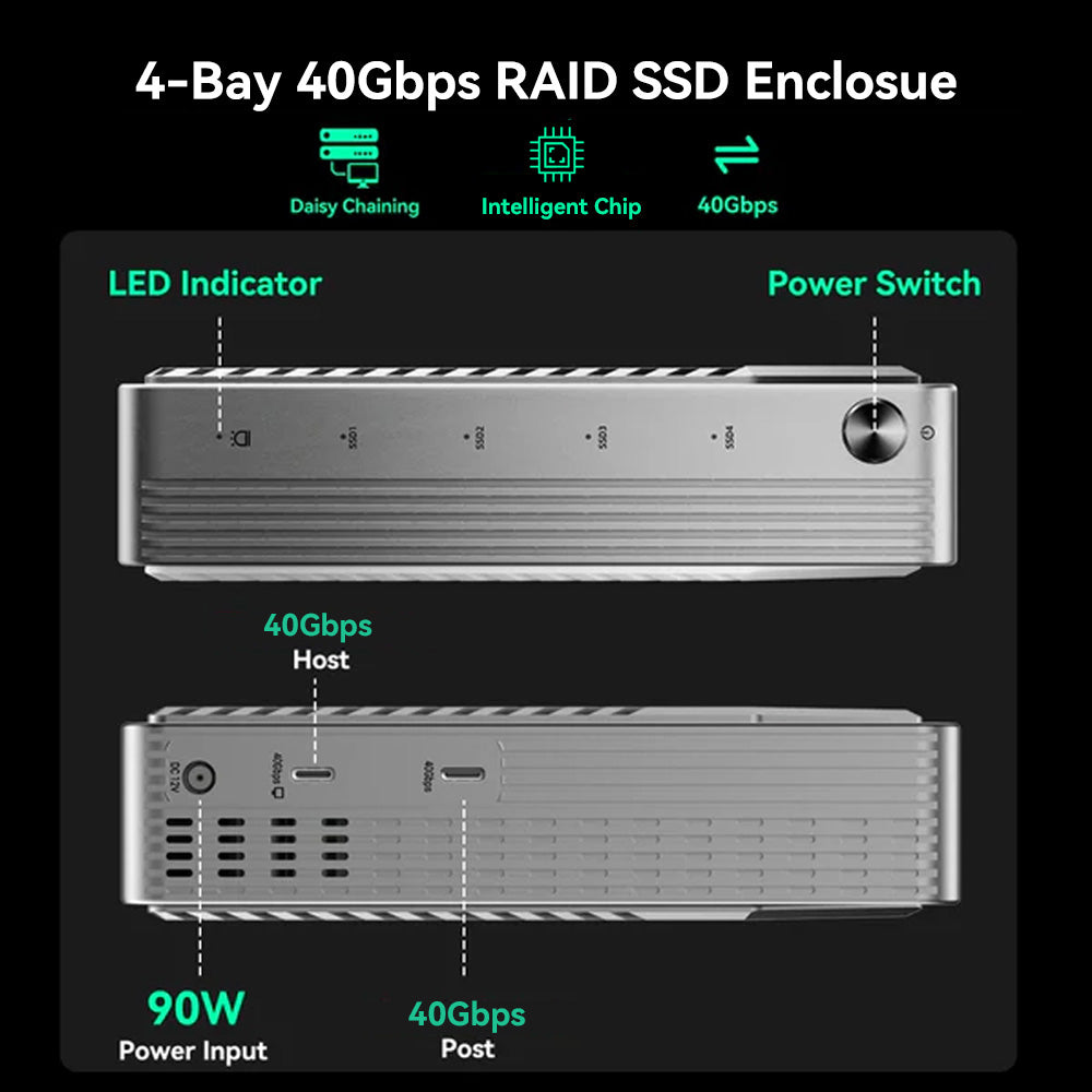Acasis 4 Bay 40Gbps M.2 NVMe RAID SSD Enclosure Compatible with Thunde