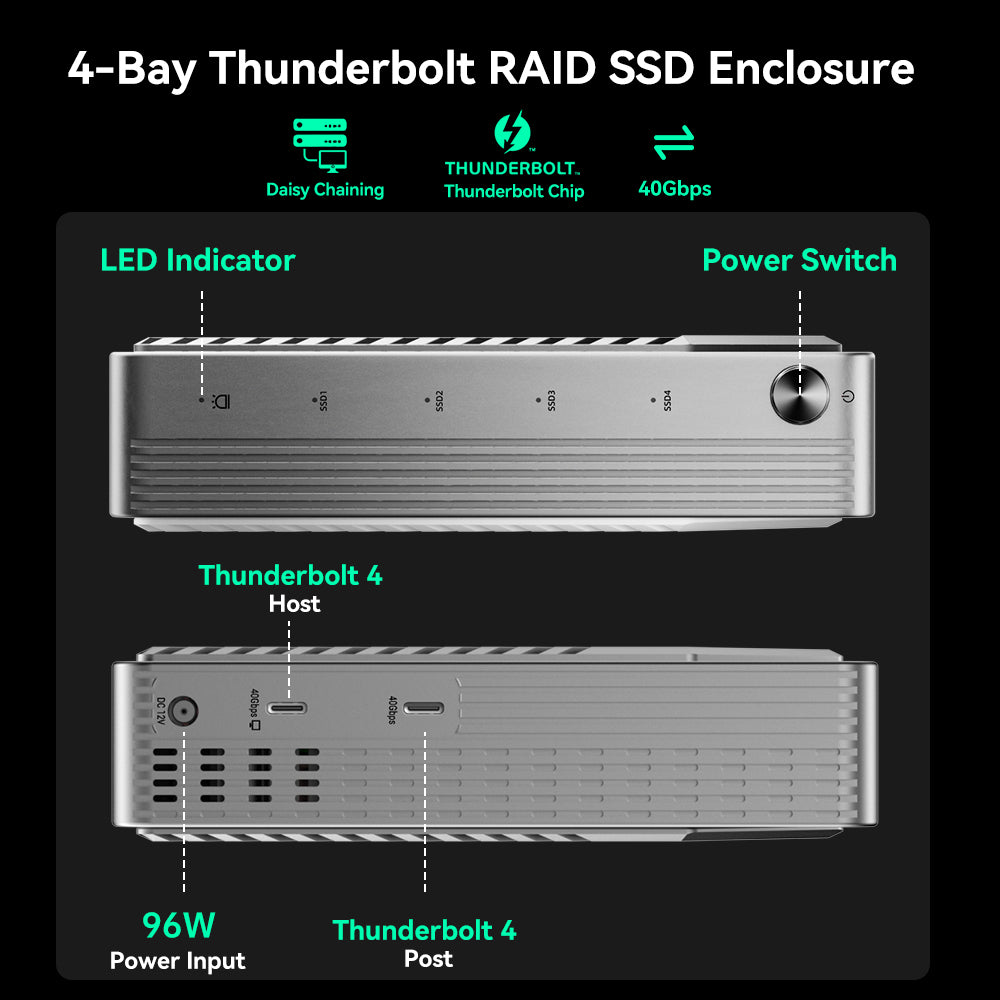 NVMe M.2 40Gbps Bay 4 Acasis SSDケース Bay 4 M.2 4/3 Thunderbolt Acasis RAID Thunde with Compatible Enclosure SSD 外付けハードディスク・ドライブ