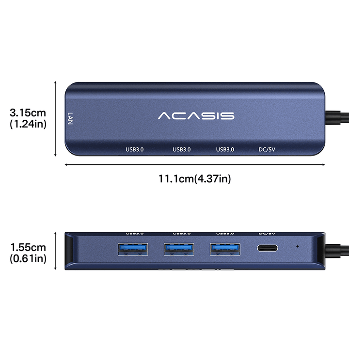 Acasis 5-in-1 USB C Hub 5Gbps Multifunction Docking Station Converter