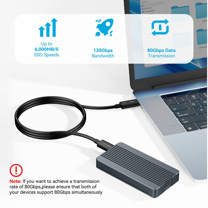 Acasis 80Gbps Thunderbolt 5 Cable with up to 120Gbps Bandwidth Boost and 240W Charging
