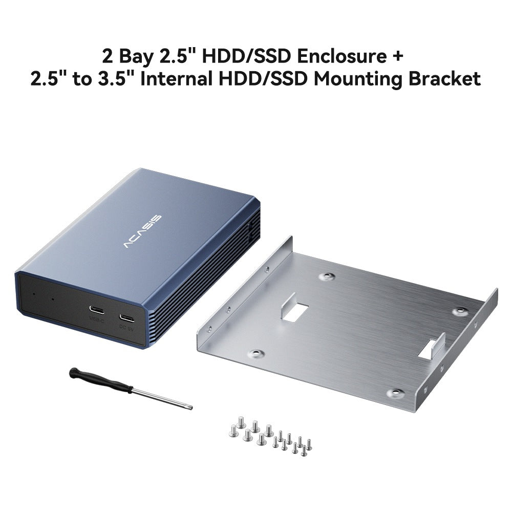 Acasis Dual Bay 2.5 Inch USB-C to SATA HDD SSD RAID Enclosure