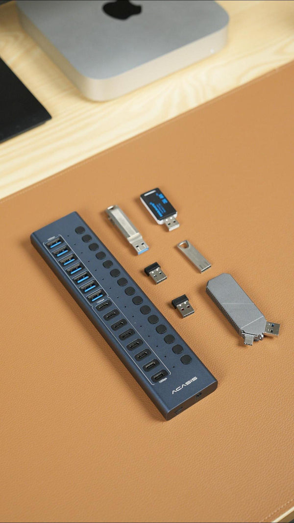 Acasis 16-Port 10Gbps USB 3.2 Hub Powered, 8 USB-A & 8 USB-C Ports