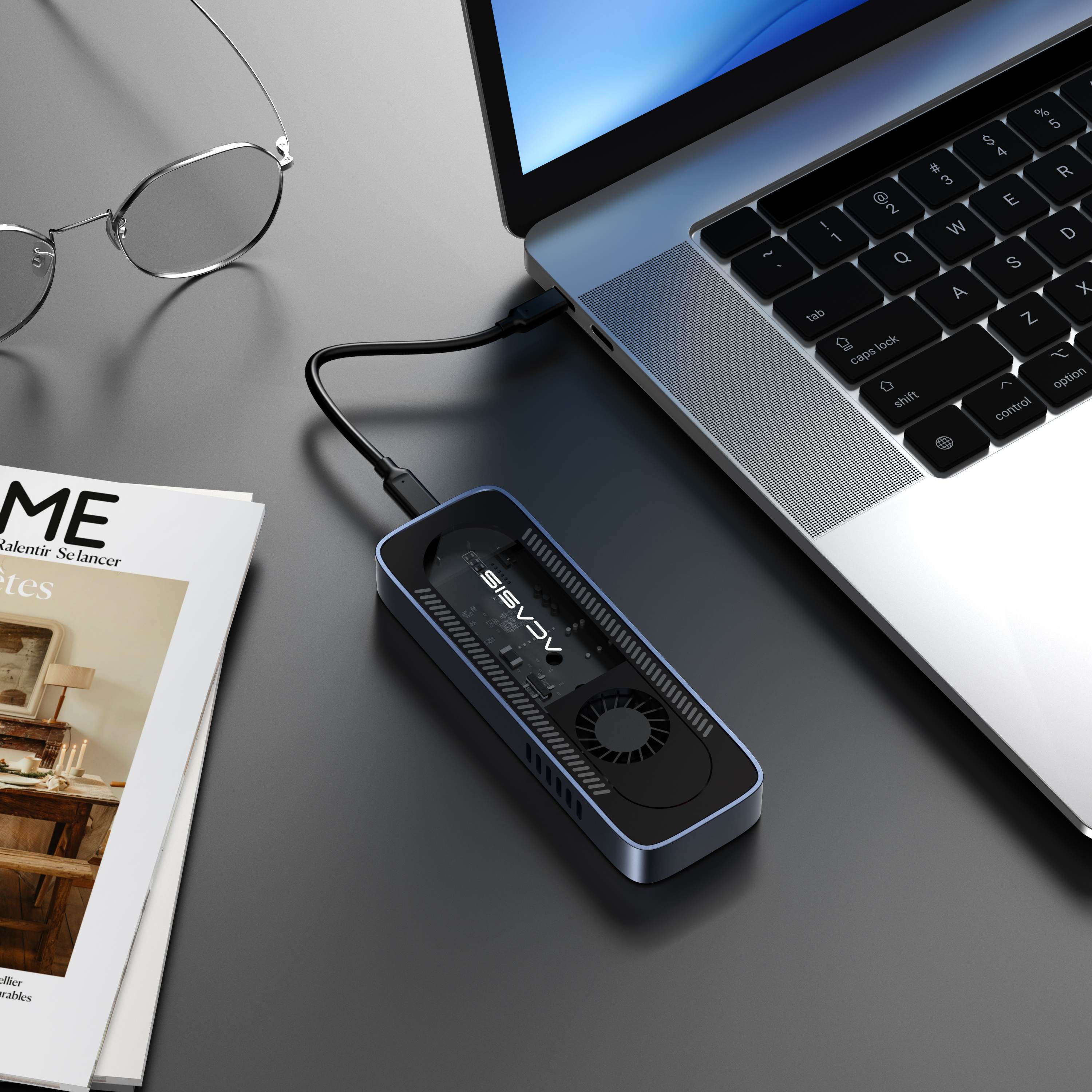 ACASIS NVMe SSD enclosure with built-in cooling fan