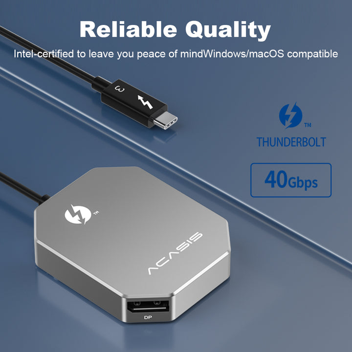 ACASIS Thunderbolt 3 40Gbps to Dual DisplayPort Adapter 4K60Hz Support 8K60Hz Single Display Compatible with Thunderbolt 3/4