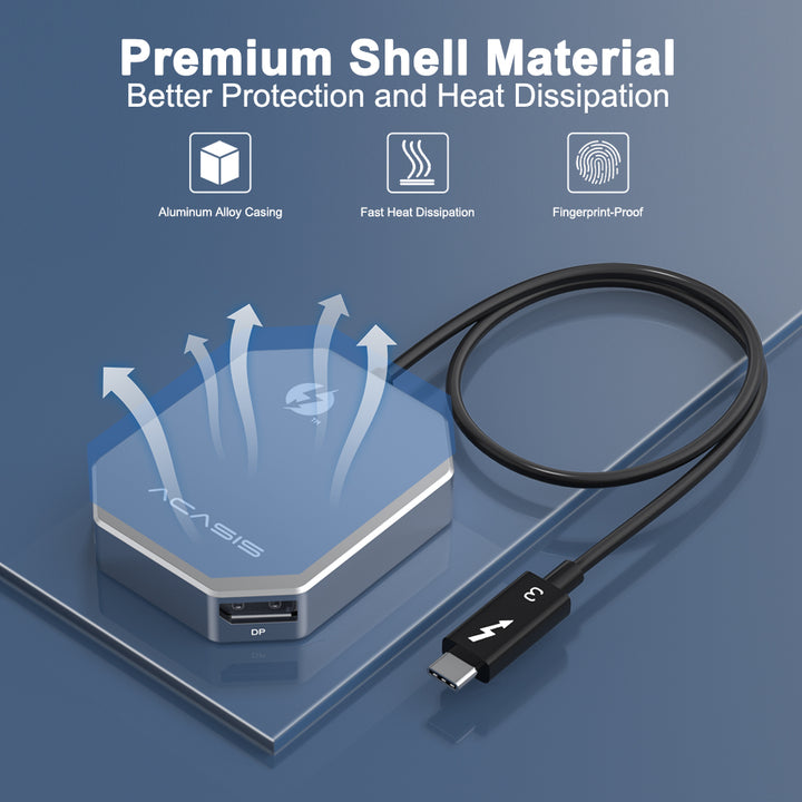 ACASIS Thunderbolt 3 40Gbps to Dual DisplayPort Adapter 4K60Hz Support 8K60Hz Single Display Compatible with Thunderbolt 3/4